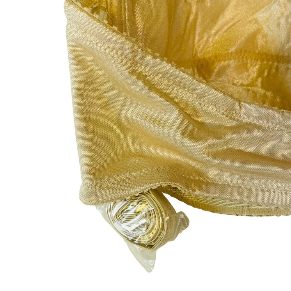 Rene‎ Rolfe Strapless Bra 44D Balconette Floral Lace Gold Detachable Straps